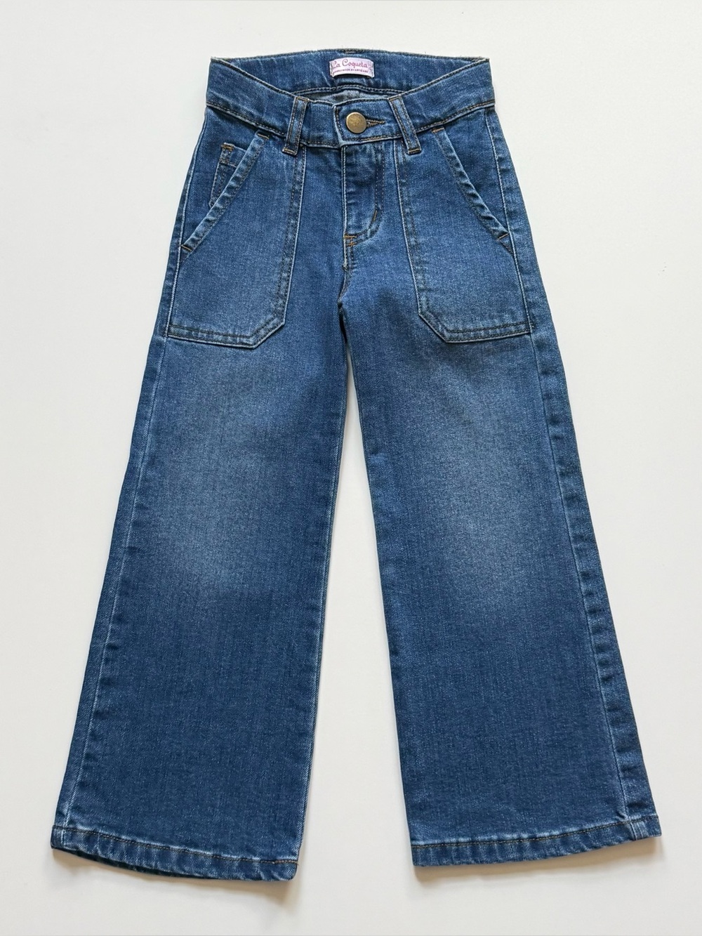La Coqueta Girls Blue Denim Enola Wide Leg Jeans - Size 4